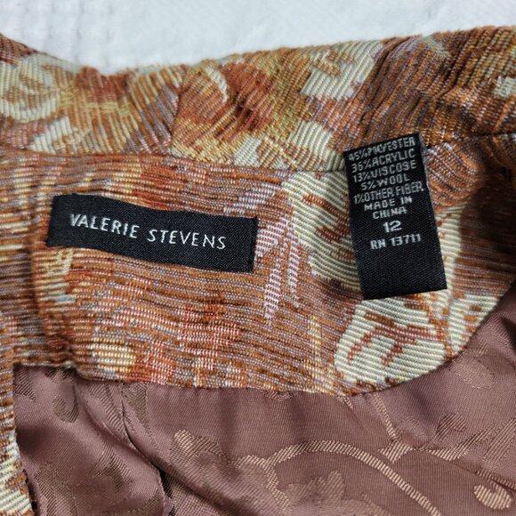 Valerie Stevens women's fall blazer textured autumn leaves one button Size 12 - Picture 2 of 12